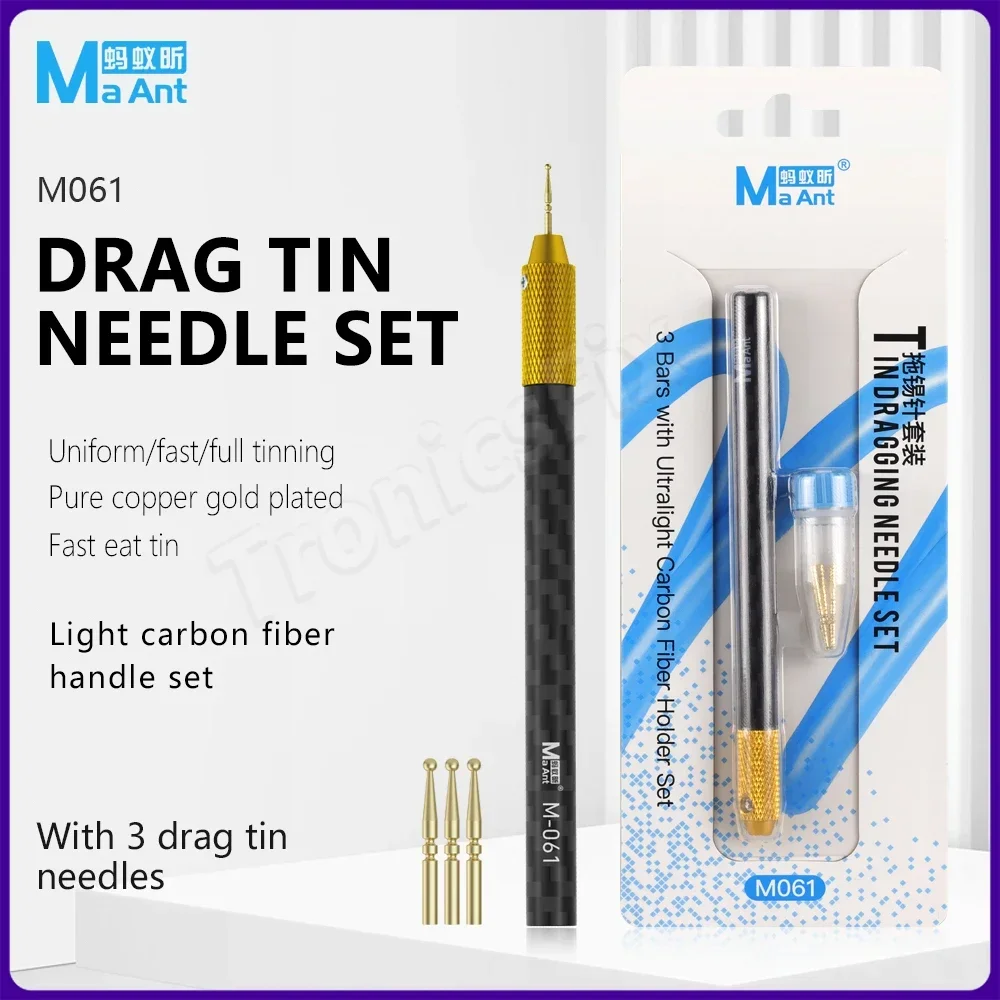 MaAnt M061Tinning needle set, uniform, fast, full tinning, pure copper gold plating, fast tinning, light carbon fiber handle set
MaAnt M061Tinning needle set, uniform, fast, full tinning, pure copper gold plating, fast tinning, light carbon fiber handle set