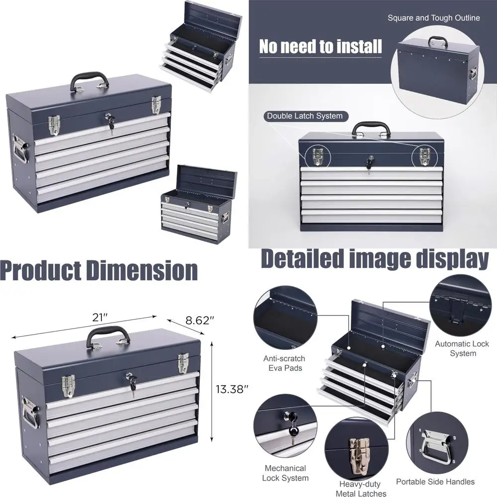 Стальной ящик для инструментов на 21 ящик с 4-мя выдвижными секциями, 5-ярусным хранилищем, верхним лотком и ручкой для переноски для гаража, дома или мастерской
Стальной ящик для инструментов на 21 ящик с 4-мя выдвижными секциями, 5-ярусным хранилищем, верхним лотком и ручкой для переноски для гаража, дома или мастерской