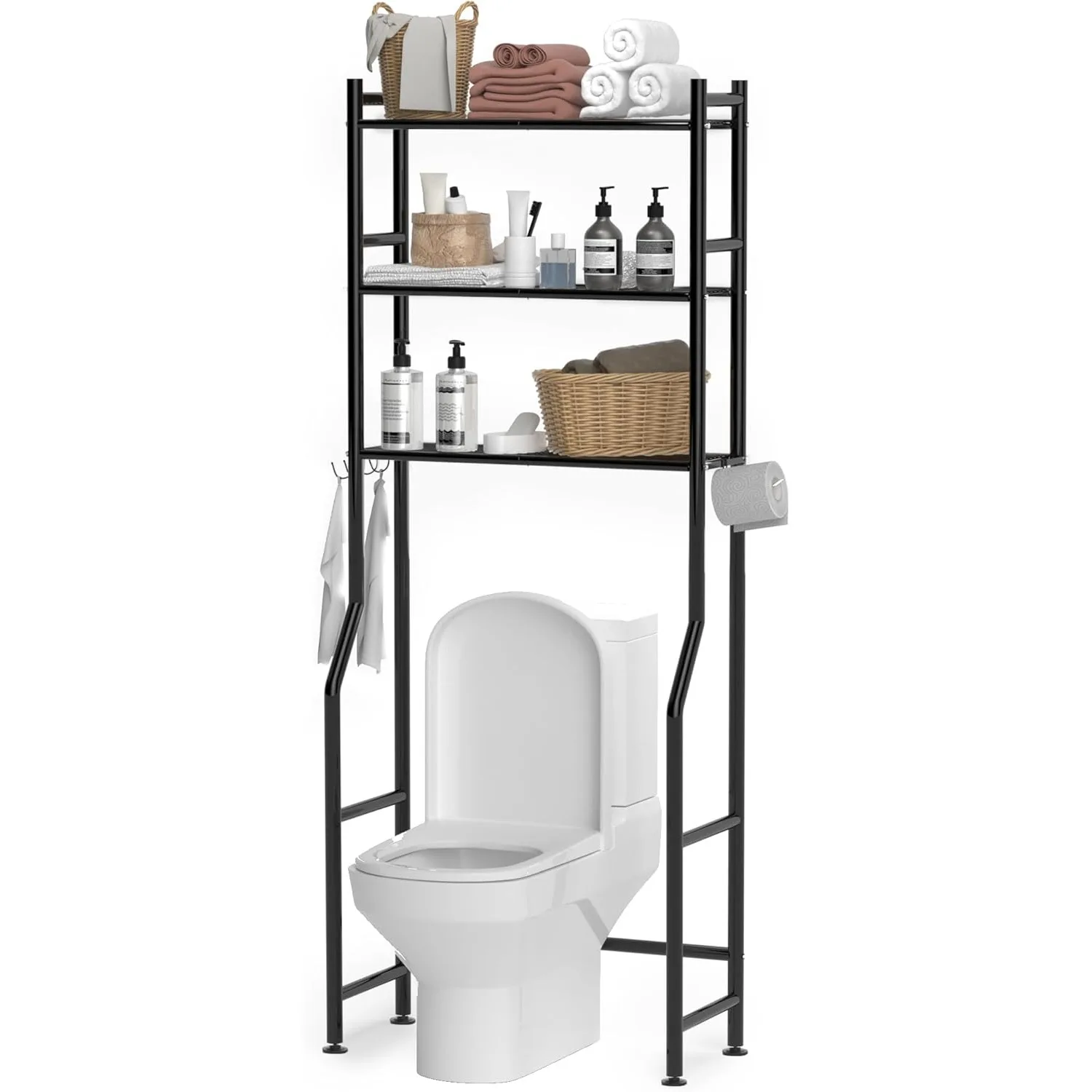 3-Tier Over The Toilet Storage, Space Saver Metal Bathroom Shelves, Freestanding Above Over Toilet Storage Shelf with 4 Hooks
3-Tier Over The Toilet Storage, Space Saver Metal Bathroom Shelves, Freestanding Above Over Toilet Storage Shelf with 4 Hooks