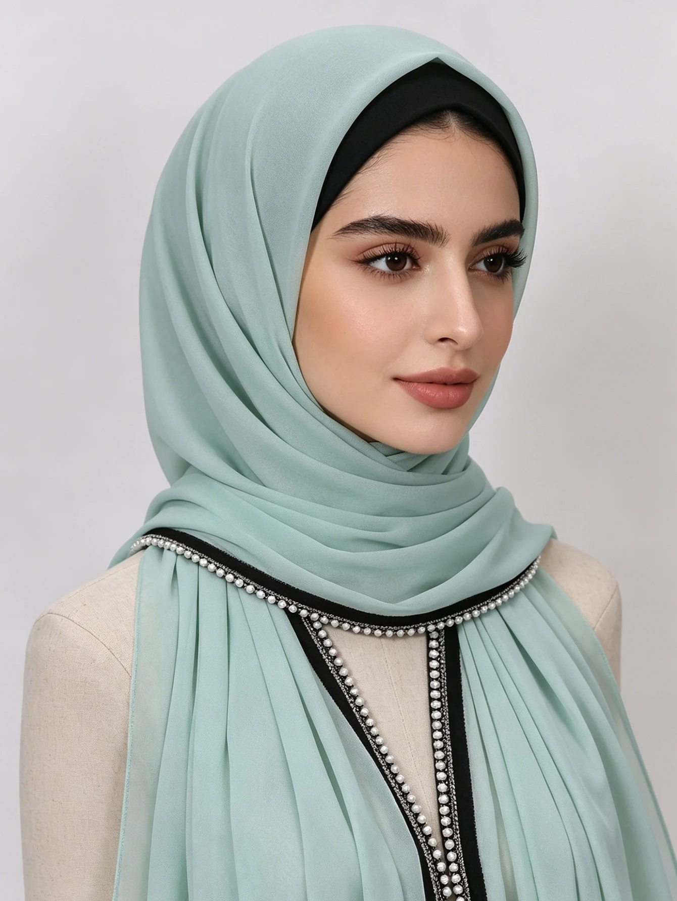 New Pearl Chain Edge Hijab Muslim Bubble Chiffon Scarf Solid Color Shawls Headband Islamic Headscarf Turban Foulard
New Pearl Chain Edge Hijab Muslim Bubble Chiffon Scarf Solid Color Shawls Headband Islamic Headscarf Turban Foulard