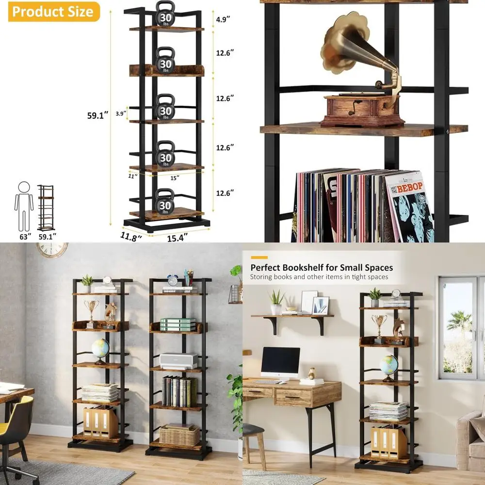 5-ярусная деревянная книжная полка в деревенском стиле с металлическими краями — место для хранения в индустриальном стиле для дома и офиса
5-ярусная деревянная книжная полка в деревенском стиле с металлическими краями — место для хранения в индустриальном стиле для дома и офиса