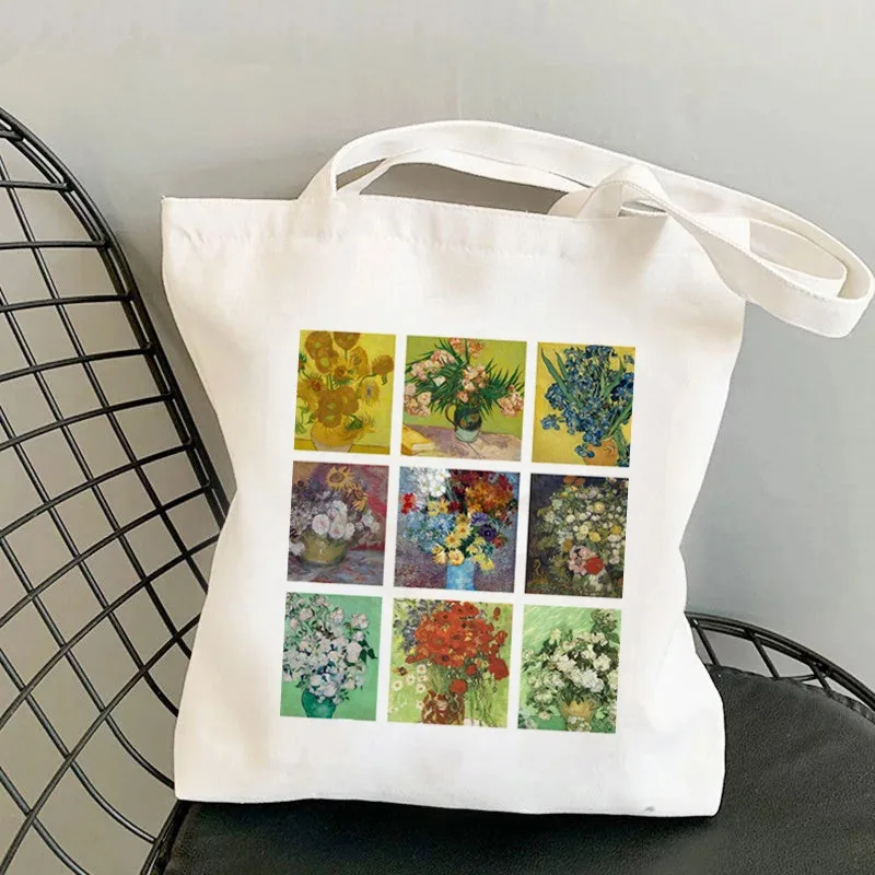 New White Canvas Tote Bag Van Gogh Flower Paintings Print Reusable Shoulder Bag Casual Eco-friendly Tote for Art Lovers
New White Canvas Tote Bag Van Gogh Flower Paintings Print Reusable Shoulder Bag Casual Eco-friendly Tote for Art Lovers