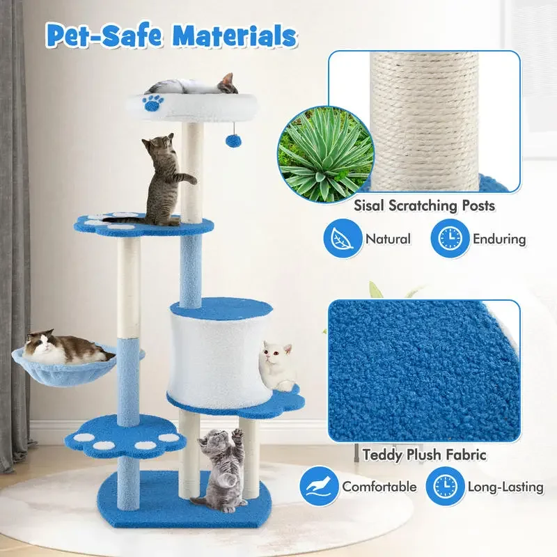 54 Inches Tall Modern Cat Tree Tower for Indoor Cats-Blue
54 Inches Tall Modern Cat Tree Tower for Indoor Cats-Blue