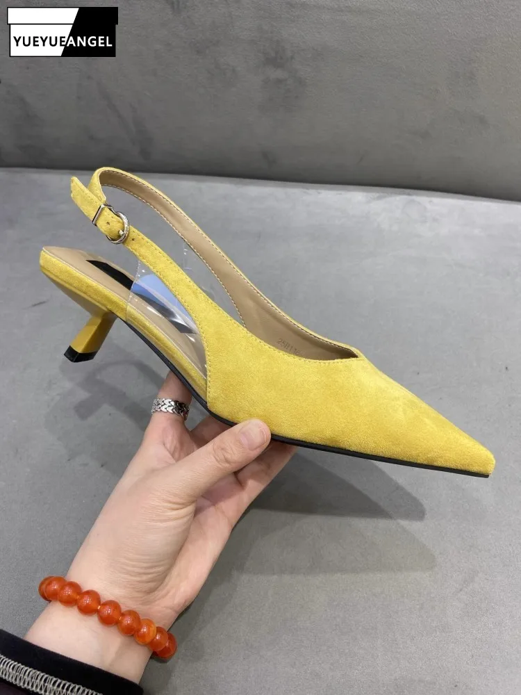 Ladies Spring Mid Stiletto Heel Sexy Sandals Korean Style Solid Color Buckle Strap Slip On Suede Pointed Toe Hollow Out Shoes
Ladies Spring Mid Stiletto Heel Sexy Sandals Korean Style Solid Color Buckle Strap Slip On Suede Pointed Toe Hollow Out Shoes