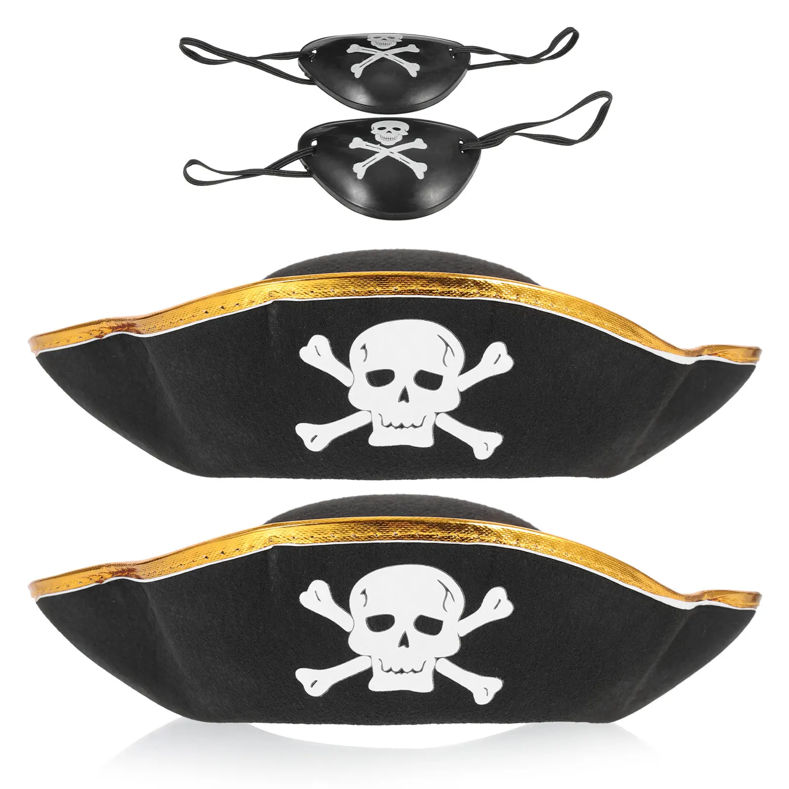 4Pcs Kids Adult Pirate Captain Hat with Eye Patch Skull Print Role Play Costume Props for Cosplay Party Dress
4Pcs Kids Adult Pirate Captain Hat with Eye Patch Skull Print Role Play Costume Props for Cosplay Party Dress