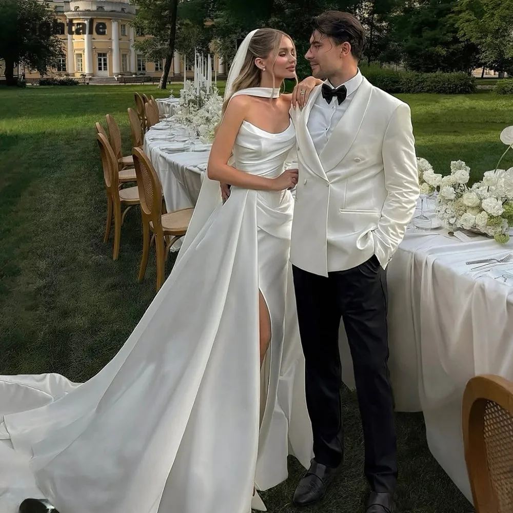 Eightale Arabic Wedding Dress Scoop Pleats Customized White Ivory Satin off the Shoulder Bridal Gown Bride Party Dress
Eightale Arabic Wedding Dress Scoop Pleats Customized White Ivory Satin off the Shoulder Bridal Gown Bride Party Dress