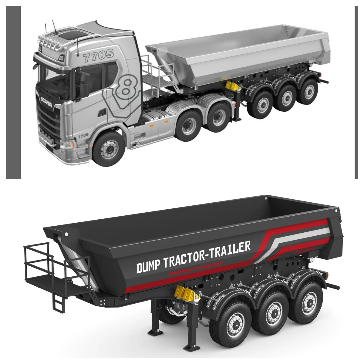 1/14 Kabolite Metal Remote Control 3Axles Electric Lifting Semi RC Trailer Dumper for Toys Radio Tractor Truck SC 770S 100 Car 
1/14 Kabolite Metal Remote Control 3Axles Electric Lifting Semi RC Trailer Dumper for Toys Radio Tractor Truck SC 770S 100 Car