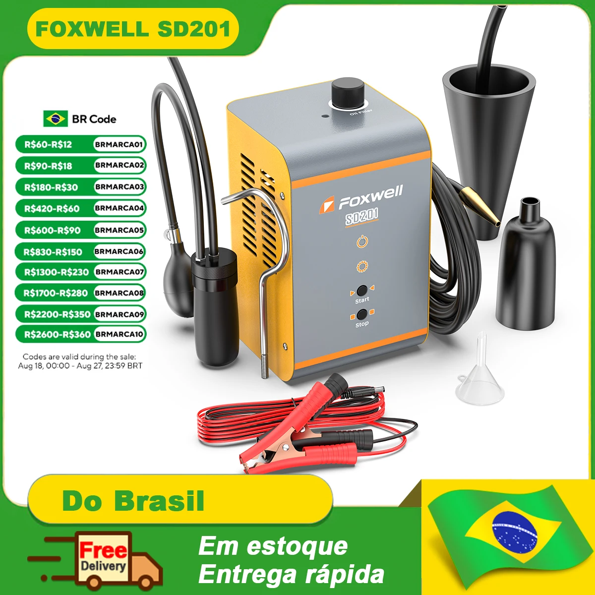 Устройство для проверки утечки дыма FOXWELL SD201, 12 В
Устройство для проверки утечки дыма FOXWELL SD201, 12 В