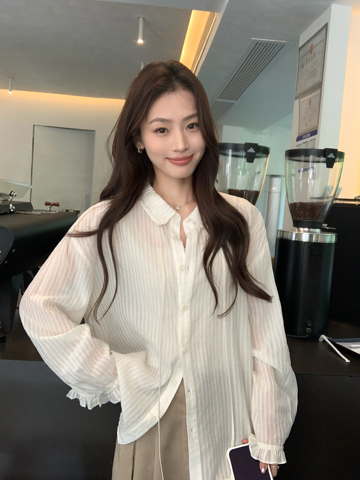 Pusumede Holiday Striped Loose Long Sleeve Shirt Women's Casual Style Double Collar Lenzing Fiber Polyester Blend Shirt
Pusumede Holiday Striped Loose Long Sleeve Shirt Women's Casual Style Double Collar Lenzing Fiber Polyester Blend Shirt