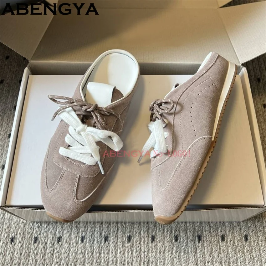 Summer Half Flat Slippers Women Loafers Suede Leather Lace Up Casual Derby Shoes Slides Holiday Beach Slippers Woman Mules
Summer Half Flat Slippers Women Loafers Suede Leather Lace Up Casual Derby Shoes Slides Holiday Beach Slippers Woman Mules