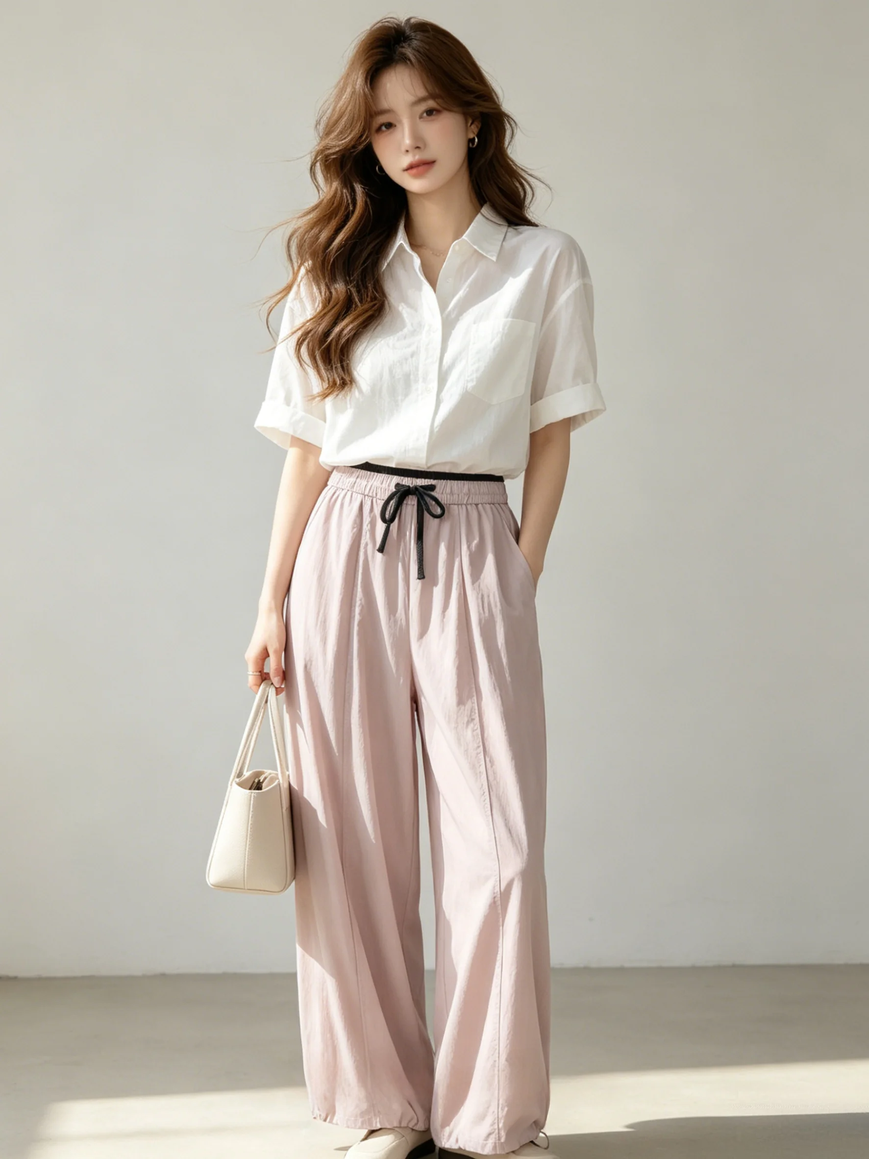 Sweet Commuter Style Wide Leg Pink Casual Pants with Belt High Waist Breathable Comfortable Women's Summer Fashion Trousers
Sweet Commuter Style Wide Leg Pink Casual Pants with Belt High Waist Breathable Comfortable Women's Summer Fashion Trousers