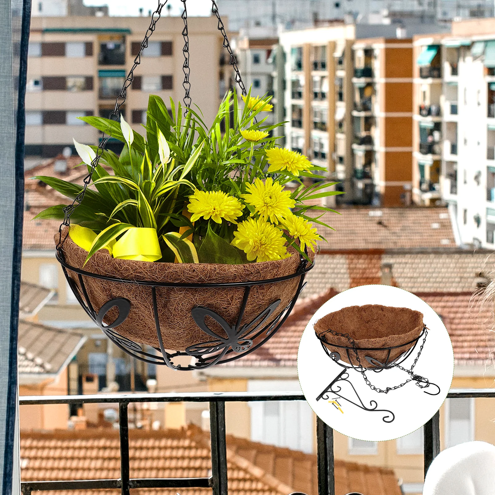 Iron Hanging Planter with Liner Good Ventilation Moisture Control Ideal for Plants Healthy Growth Suitable Indoor Outdoor Spaces
Iron Hanging Planter with Liner Good Ventilation Moisture Control Ideal for Plants Healthy Growth Suitable Indoor Outdoor Spaces
