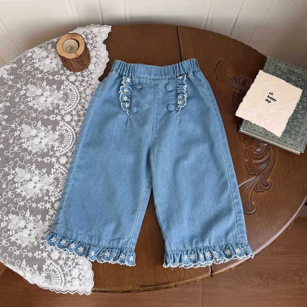 spring summer baby clothes kids pants Girls' embroidered lace jeans Comfortable straight leg jeans
spring summer baby clothes kids pants Girls' embroidered lace jeans Comfortable straight leg jeans