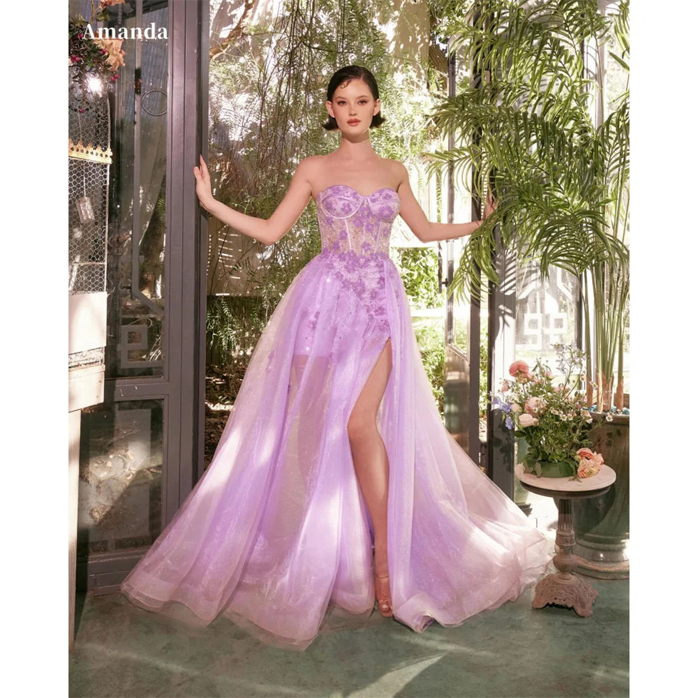 Amanda Customized Strapless Sequinned Appliques Side Split Prom Dress A-Line Illusion vestidos de noche SleevelessFormal Evening
Amanda Customized Strapless Sequinned Appliques Side Split Prom Dress A-Line Illusion vestidos de noche SleevelessFormal Evening