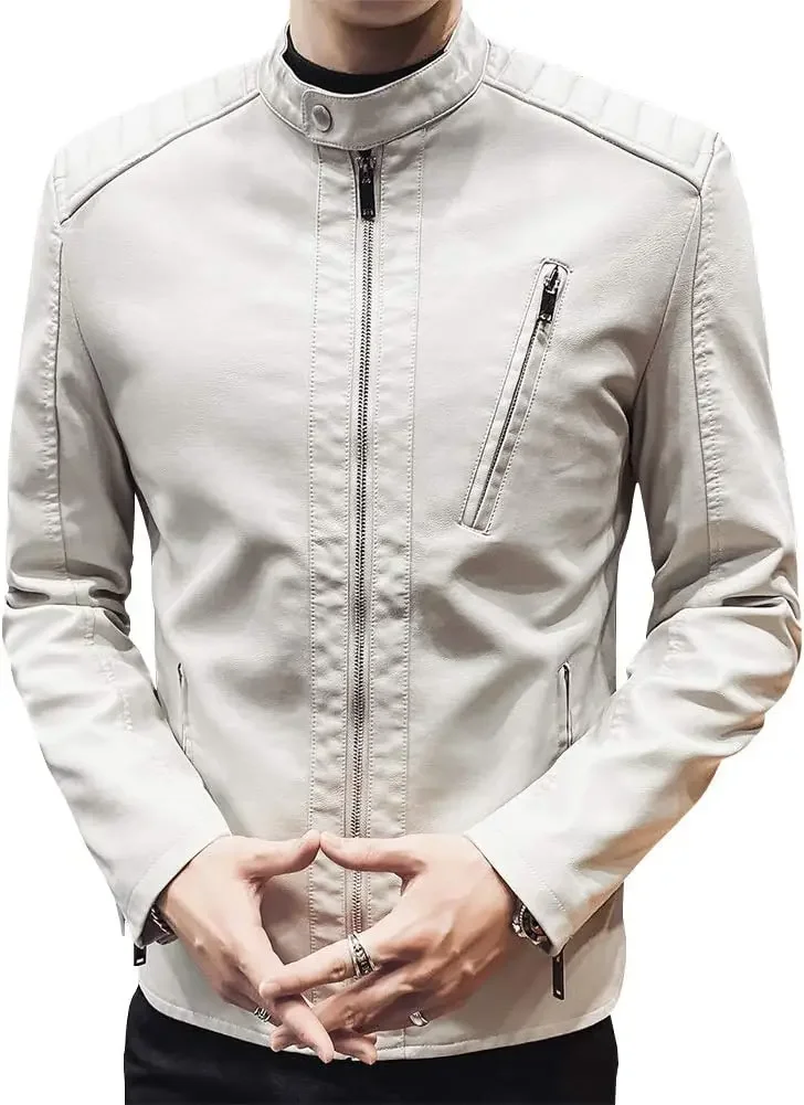 Slim Outer Wear Clothing Mens Casual Stand Collar Slim Fit Faux Leather Jacket Biker Motorcycle Jacket New Men Leather Jacket
Slim Outer Wear Clothing Mens Casual Stand Collar Slim Fit Faux Leather Jacket Biker Motorcycle Jacket New Men Leather Jacket