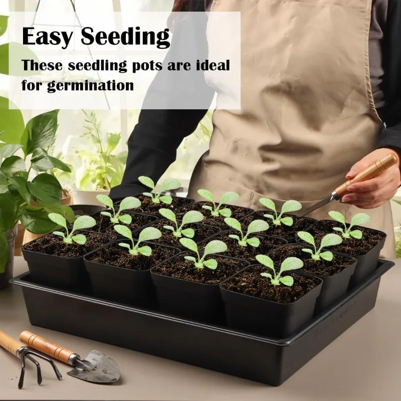 120-Pack 4" Square Plant Pots, 10 Trays Propagation Kit for Microgreens Germination & Growing
120-Pack 4" Square Plant Pots, 10 Trays Propagation Kit for Microgreens Germination & Growing