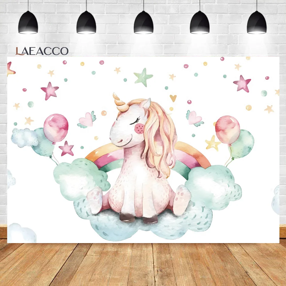 Laeacco Cartoon Unicorn Backdrop Clouds Glitter Stars Rainbow Girls Birthday Baby Shower Portrait Custom Photography Background
Laeacco Cartoon Unicorn Backdrop Clouds Glitter Stars Rainbow Girls Birthday Baby Shower Portrait Custom Photography Background