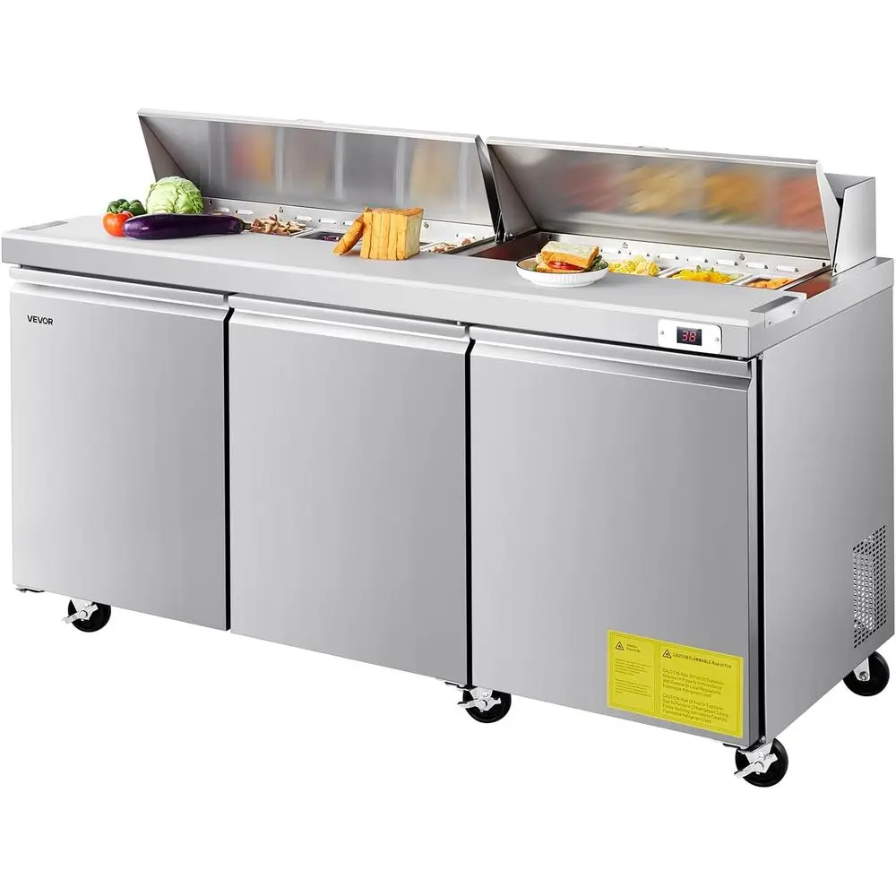 72"W Commercial Rerigerator, 18.7 Cu. t Sandwich Prep Rerigerated Table, Mega Top ood Prep ridge with 18 Pans and Cutting Board,
72"W Commercial Rerigerator, 18.7 Cu. t Sandwich Prep Rerigerated Table, Mega Top ood Prep ridge with 18 Pans and Cutting Board,