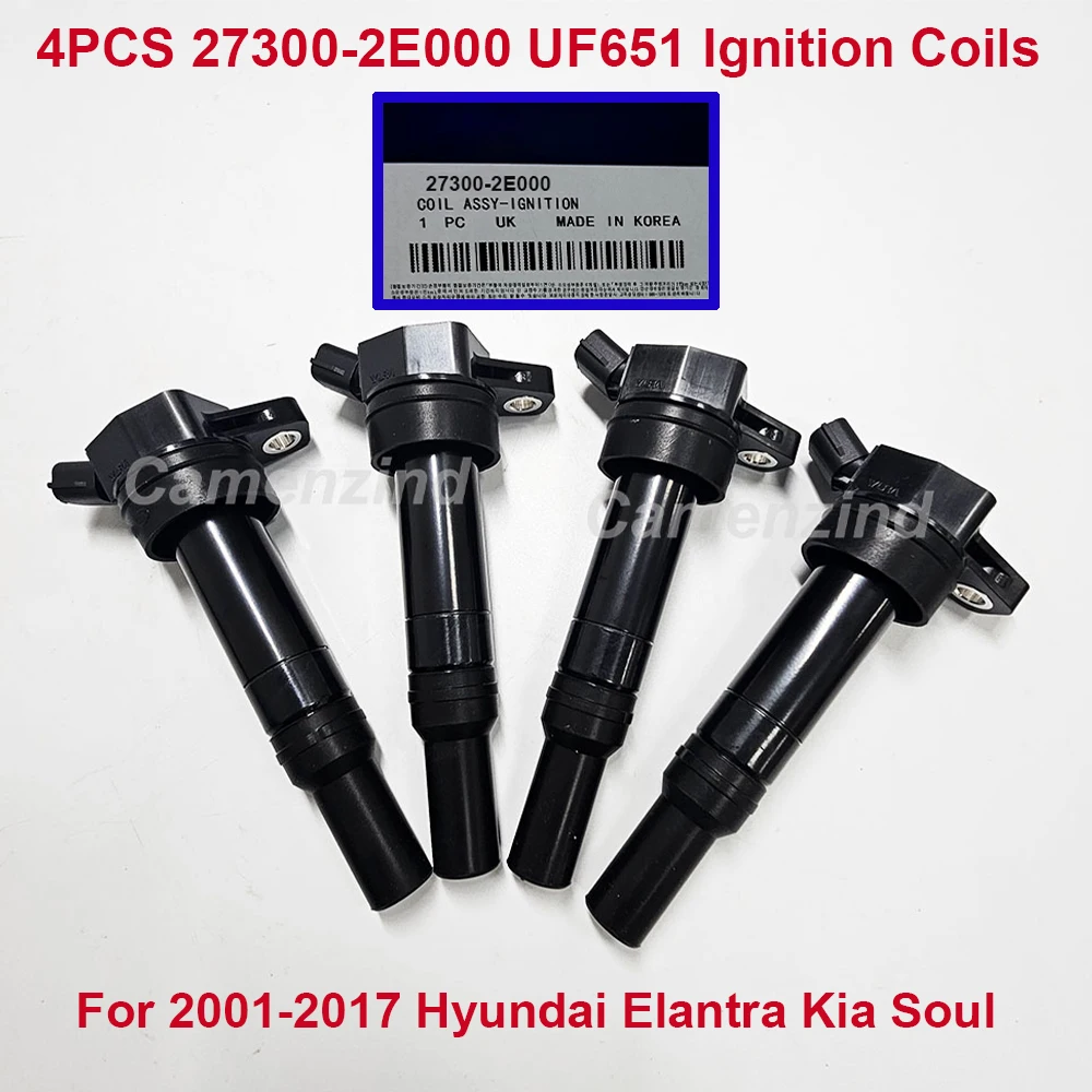 Комплект из 4 катушек зажигания для автомобилей Hyundai Elantra, Tucson, Sonata, ix35, Kia Soul, K5 1.8L 2.0L 2011-2020 (номера 273002E000, 27300-2E000, UF651)
Комплект из 4 катушек зажигания для автомобилей Hyundai Elantra, Tucson, Sonata, ix35, Kia Soul, K5 1.8L 2.0L 2011-2020 (номера 273002E000, 27300-2E000, UF651)