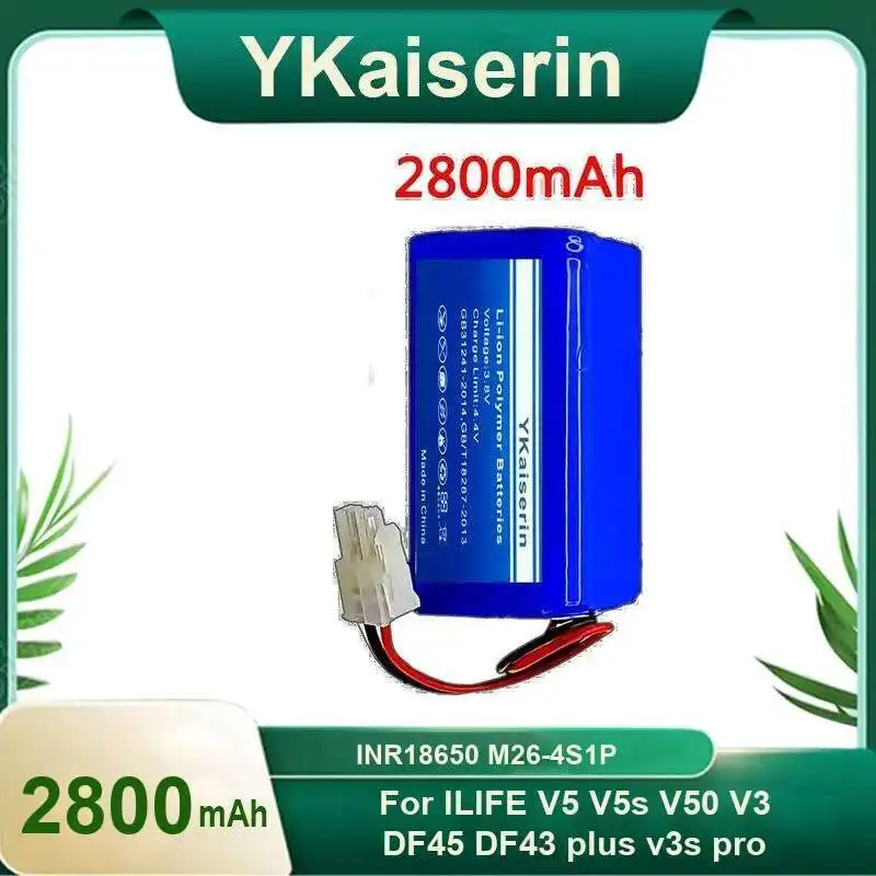 Cleaning Robot Battery INR18650 M26-4S1P 2800Mah For Ilife V5 V5s V50 V3 DF45 DF43 Plus V3s Pro Vacuum Cleaner
Cleaning Robot Battery INR18650 M26-4S1P 2800Mah For Ilife V5 V5s V50 V3 DF45 DF43 Plus V3s Pro Vacuum Cleaner