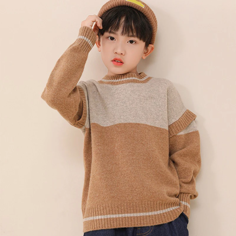 New childrens leisure 100% pure wool boy Double tone color pullover knitted sweater Cashmere Knitted Sweater child clothing Coat
New childrens leisure 100% pure wool boy Double tone color pullover knitted sweater Cashmere Knitted Sweater child clothing Coat