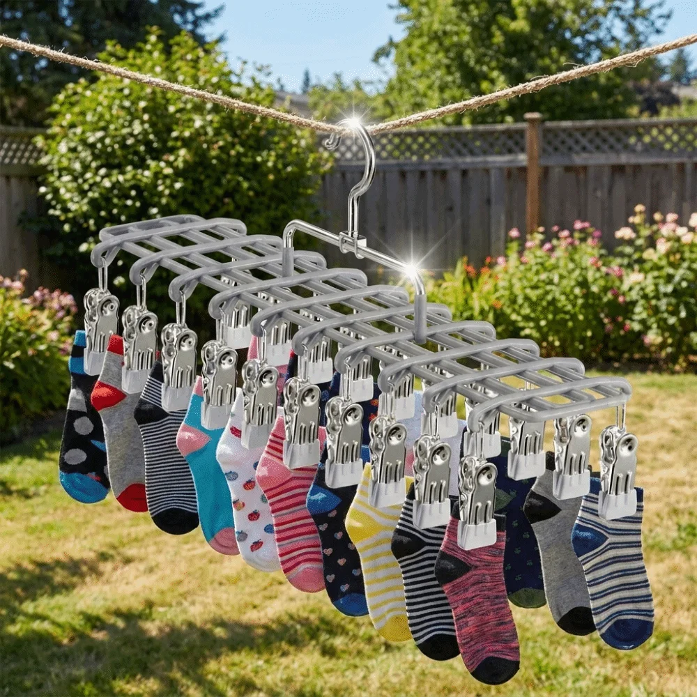 Stainless Steel 20 Clips Sock Drying Rack Heavy Duty Space Saving Multi-Clip Drying Rack Rustproof Non-Slip
Stainless Steel 20 Clips Sock Drying Rack Heavy Duty Space Saving Multi-Clip Drying Rack Rustproof Non-Slip