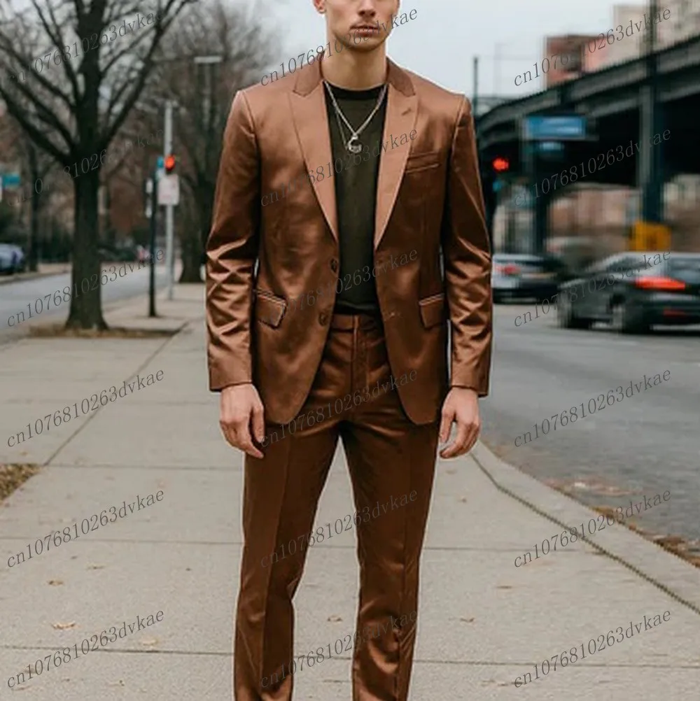 New Brown Acetate Satin Men Suit Wedding Party Formal Occasion Groom Prom Business Male Tuxedos 2 Piece Set Jacket Pants
New Brown Acetate Satin Men Suit Wedding Party Formal Occasion Groom Prom Business Male Tuxedos 2 Piece Set Jacket Pants