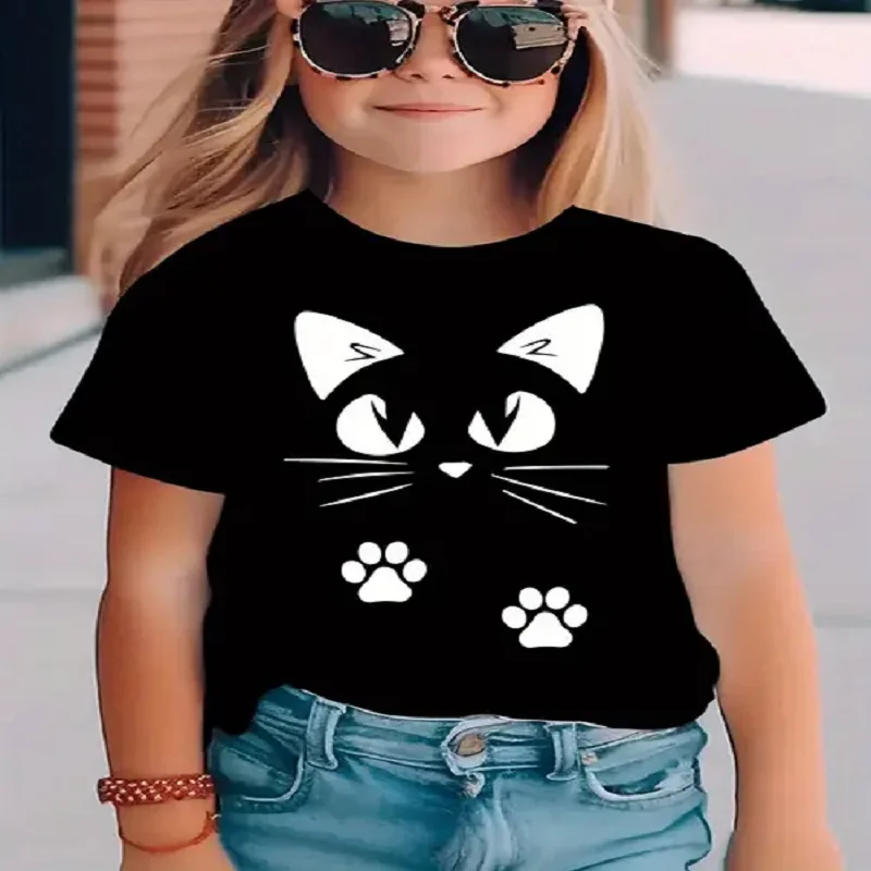 New Cartoon cat Print Black and White Summer Short-sleeved Children's T-shirt with Children's Clothing Boys Girl Clothes
New Cartoon cat Print Black and White Summer Short-sleeved Children's T-shirt with Children's Clothing Boys Girl Clothes