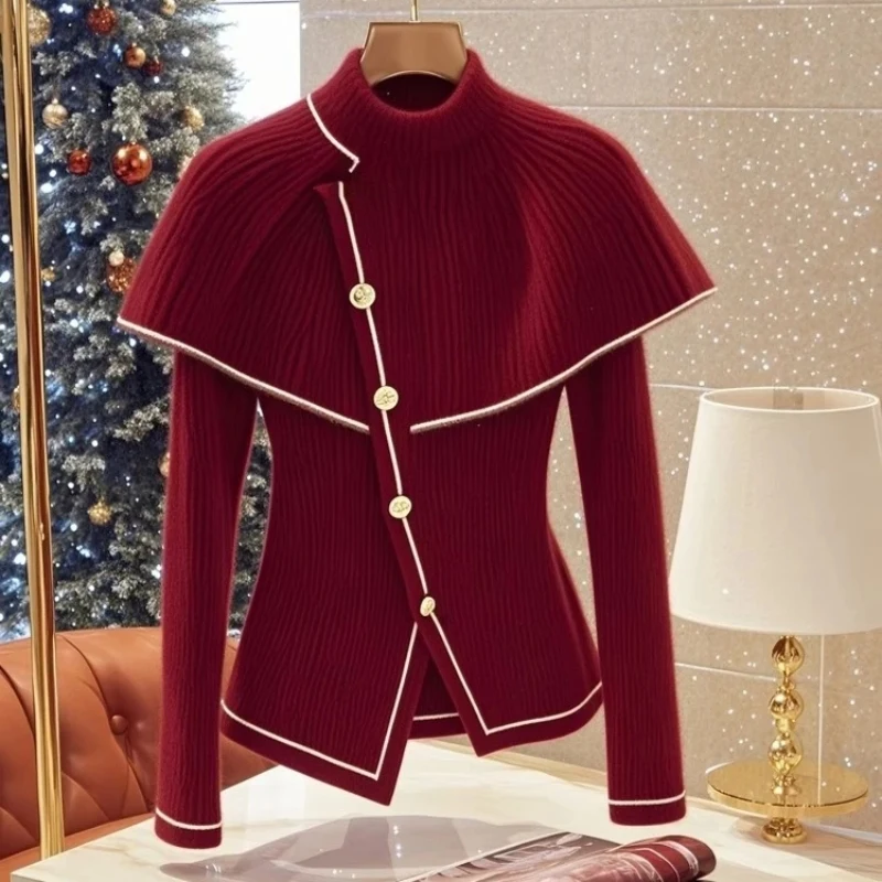 Casual Knitted Top Women's 2025 Autumn Winter Beautiful Red Pucket Sweater Coat Long Sleeve Elegant Luxury Streetwear Clothing
Casual Knitted Top Women's 2025 Autumn Winter Beautiful Red Pucket Sweater Coat Long Sleeve Elegant Luxury Streetwear Clothing
