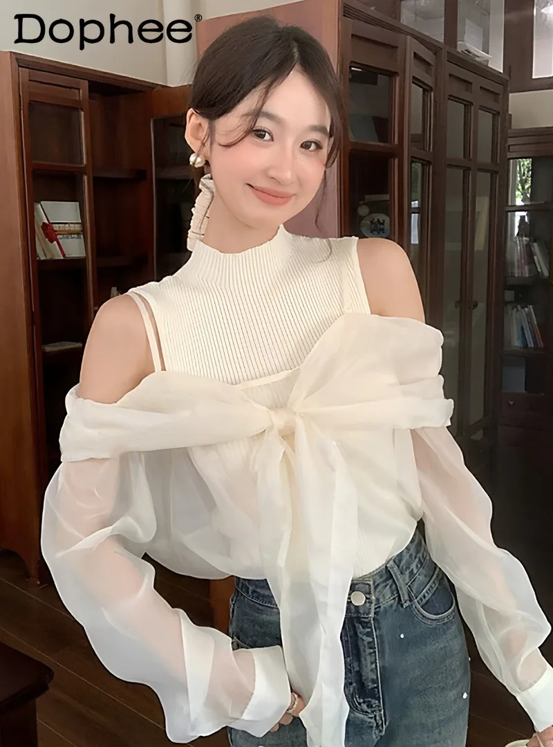 Japanese Style Sweet Cute Girl Off-shoulder Knitting Tops 2026 Spring New Pure Desire Style Easiest for Match Long Sleeves Shirt
Japanese Style Sweet Cute Girl Off-shoulder Knitting Tops 2026 Spring New Pure Desire Style Easiest for Match Long Sleeves Shirt