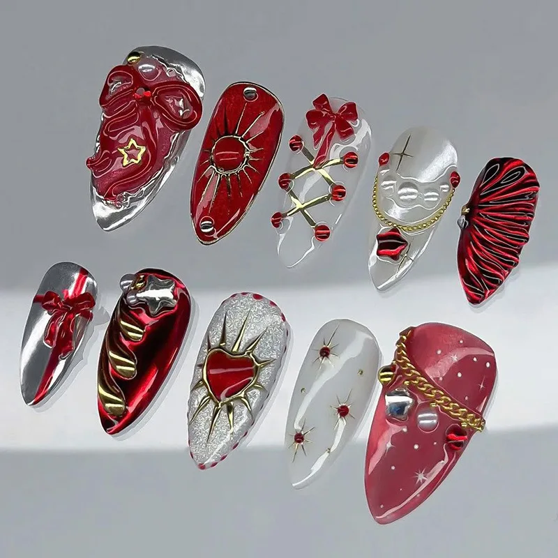 24Pcs 3D Red Bow Heart Fake Nails Press on Star Rhinestone Pearl Full Cover Nails Tips Mid-length Almond Detachable False Nails
24Pcs 3D Red Bow Heart Fake Nails Press on Star Rhinestone Pearl Full Cover Nails Tips Mid-length Almond Detachable False Nails