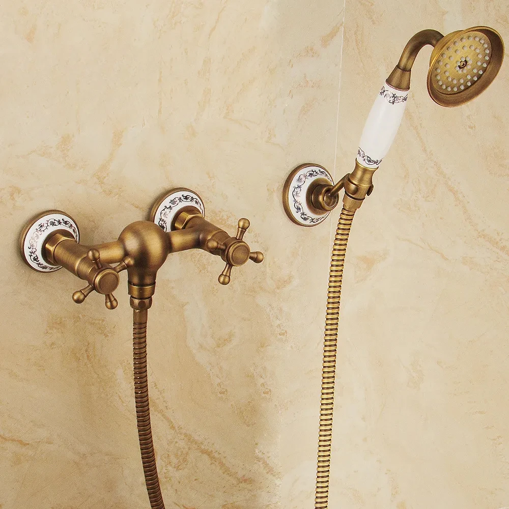 Shower Faucet Set Wall Mounted Antique Solid Brass Material Bathroom Shower Crane classical Cross Handle
Shower Faucet Set Wall Mounted Antique Solid Brass Material Bathroom Shower Crane classical Cross Handle