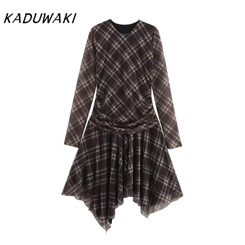 KADUWAKI Spring Women Tulle Short Dresses Fashion Check Ruched Mini Dress Woman Long Sleeve Elegant Party Dress Female Clothing 
KADUWAKI Spring Women Tulle Short Dresses Fashion Check Ruched Mini Dress Woman Long Sleeve Elegant Party Dress Female Clothing