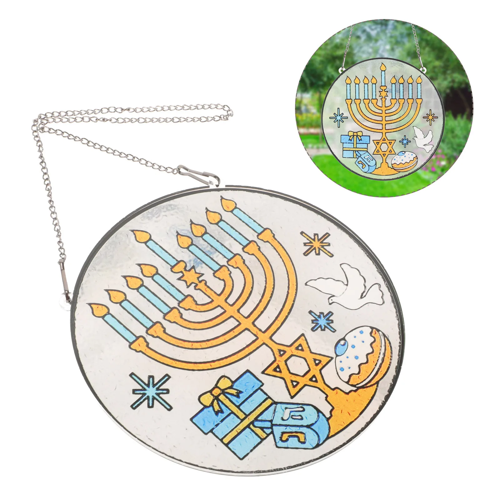 Hanukkah Acrylic Window Suncatcher Pendant Hanging Decor Metal Wall Ornament Hanukkah Party Ornament Window Decorations 
Hanukkah Acrylic Window Suncatcher Pendant Hanging Decor Metal Wall Ornament Hanukkah Party Ornament Window Decorations