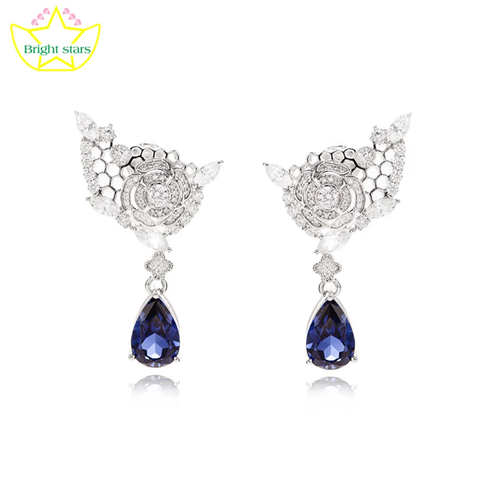Sterling silver blue corundum earrings S925 Silver lace heavy industry premium earrings
Sterling silver blue corundum earrings S925 Silver lace heavy industry premium earrings