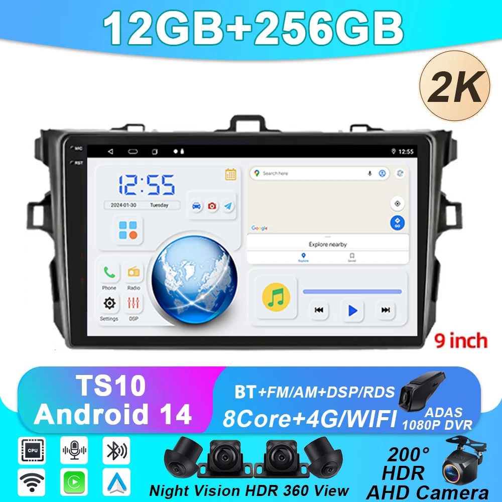 Android 14 Car Stereo Radio for Toyota Corolla E140/150 2007 2008 2009 2010 2011 2012 2013 Multimedia Player 2 Din DVD Speaker
Android 14 Car Stereo Radio for Toyota Corolla E140/150 2007 2008 2009 2010 2011 2012 2013 Multimedia Player 2 Din DVD Speaker