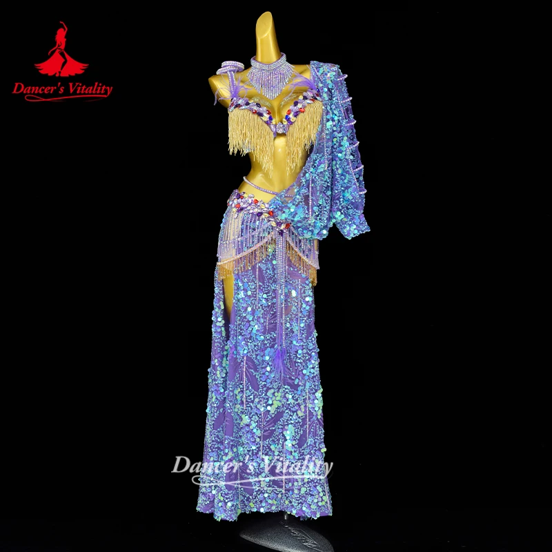 Adult Belly Dance AB Stones Bra+Sequin Long Skirt Contest Suit Customize Baladi Drum Solo Performance Costume Dancer's Vitality
Adult Belly Dance AB Stones Bra+Sequin Long Skirt Contest Suit Customize Baladi Drum Solo Performance Costume Dancer's Vitality