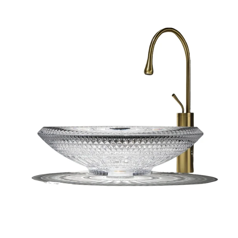 Light luxury style crystal glass transparent washbasin die-casting art hotel villa bathroom glass table basin
Light luxury style crystal glass transparent washbasin die-casting art hotel villa bathroom glass table basin