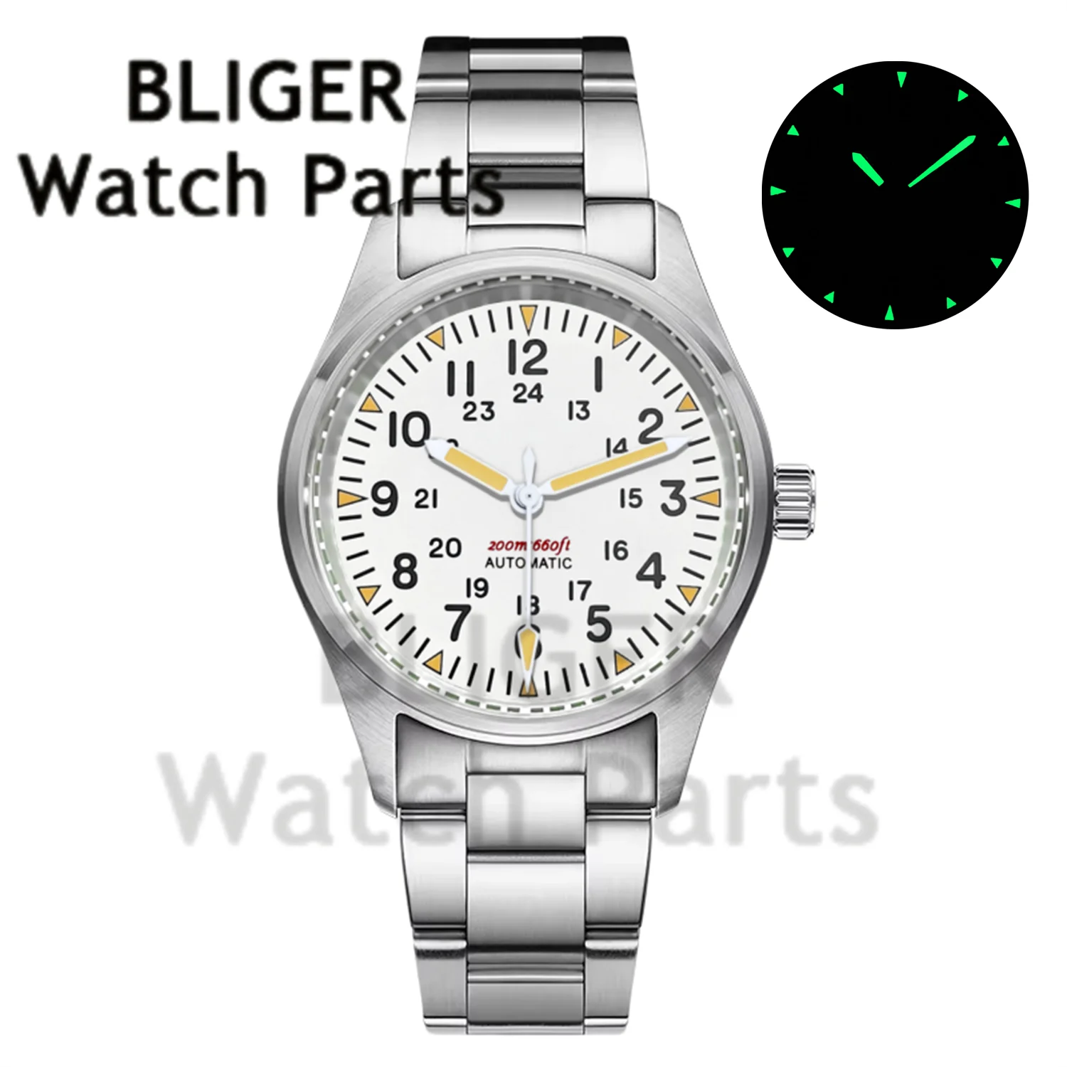 Vintage Watch NH35A PT5000 Automatic Movement Domed Sapphire Crystal Green Luminous 100m Waterproof 36mm 39mm Pilot Mens Watches
Vintage Watch NH35A PT5000 Automatic Movement Domed Sapphire Crystal Green Luminous 100m Waterproof 36mm 39mm Pilot Mens Watches