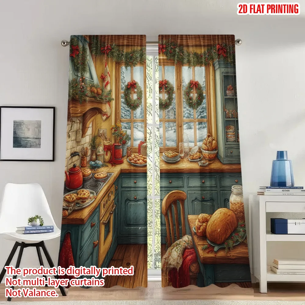 2pcs 2D flat printing Happy Christmas Scene Curtains Christmas Kitchen Scene Cozy Festive Digital Printed Polyester Drapes
2pcs 2D flat printing Happy Christmas Scene Curtains Christmas Kitchen Scene Cozy Festive Digital Printed Polyester Drapes