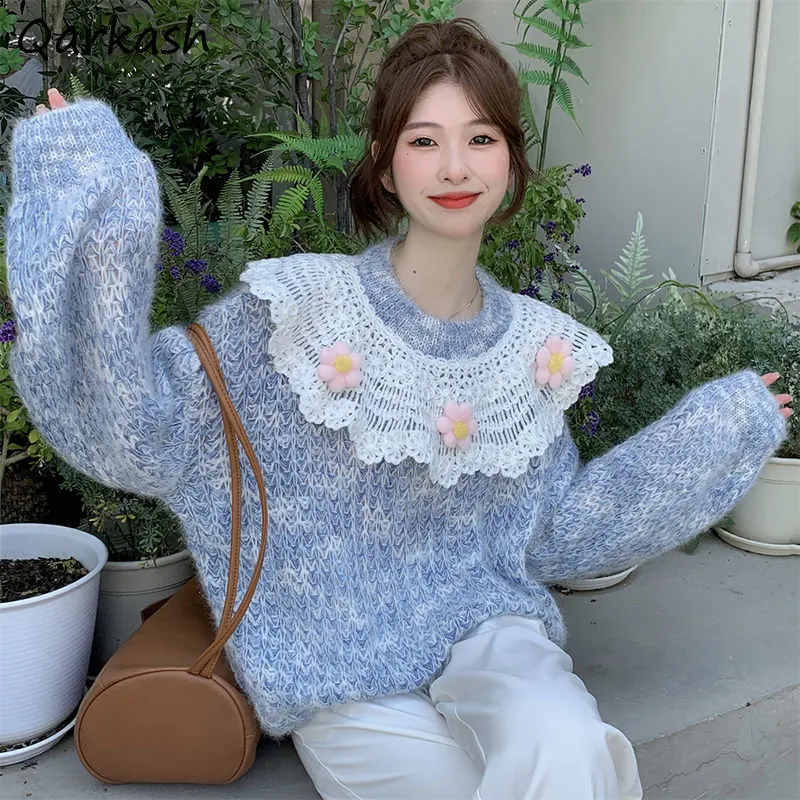 Appliques Pullovers Women Loose Elegant Korean Style Sweet Lovely All-match Long Sleeve Casual Sweaters Knitting Autumn Clothing
Appliques Pullovers Women Loose Elegant Korean Style Sweet Lovely All-match Long Sleeve Casual Sweaters Knitting Autumn Clothing