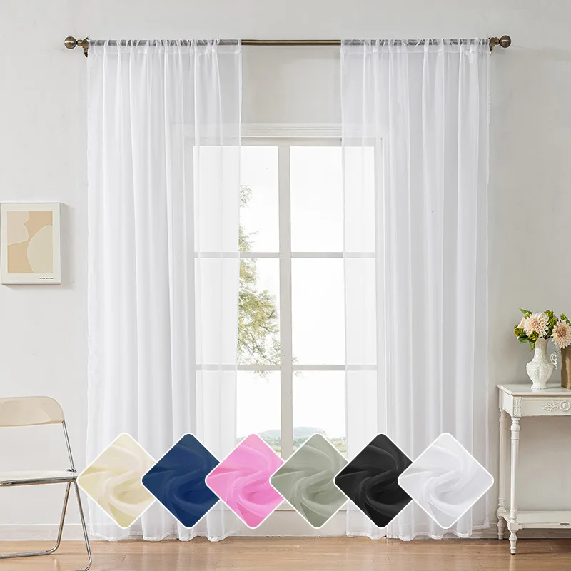 Solid Color Rod Pocket Sheer Curtains 3Pcs Translucent Shading Gauze Window Screen Cozy Tulle Curtain for Bedroom Living Room
Solid Color Rod Pocket Sheer Curtains 3Pcs Translucent Shading Gauze Window Screen Cozy Tulle Curtain for Bedroom Living Room