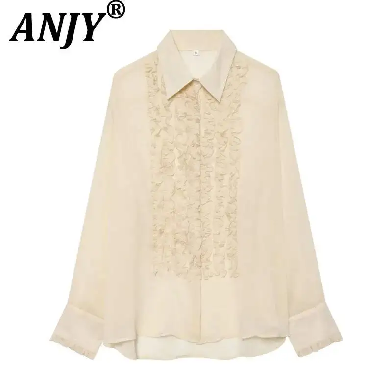 ANJY Spring Summer New Women Elegant Fashion Solid Color Loose Casual Pleated Shirt Stylish Patchwork Long Sleeves Blouse A24563
ANJY Spring Summer New Women Elegant Fashion Solid Color Loose Casual Pleated Shirt Stylish Patchwork Long Sleeves Blouse A24563