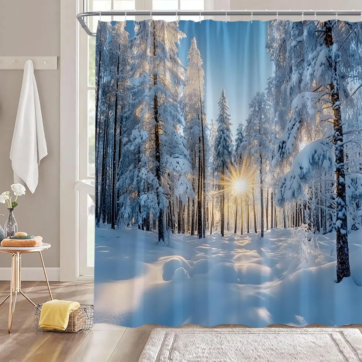 Winter Forest Shower Curtain Blue White Snowy Tree Forest Sunshine Nature Scenery Landscape Bathroom Decor Fabric Curtain with
Winter Forest Shower Curtain Blue White Snowy Tree Forest Sunshine Nature Scenery Landscape Bathroom Decor Fabric Curtain with
