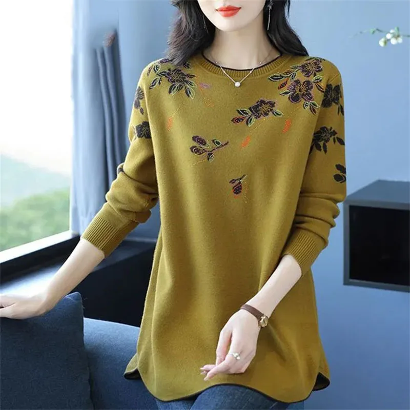 Autumn Winter Round Neck Pullover Women's Printed Sweater Female Mid length Dress Large Size Jacquard Knitted Jumper Sweaters
Autumn Winter Round Neck Pullover Women's Printed Sweater Female Mid length Dress Large Size Jacquard Knitted Jumper Sweaters