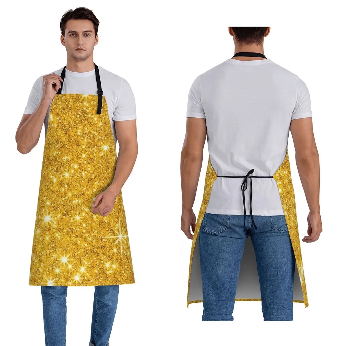 Glitter Gold Apron Chef Cooking Baking Tablier Waterproof Bib Kitchen Cleaning Pinafore for Women Men Gardening
Glitter Gold Apron Chef Cooking Baking Tablier Waterproof Bib Kitchen Cleaning Pinafore for Women Men Gardening