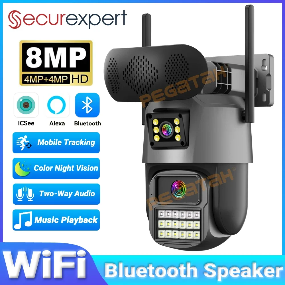8-мегапиксельная уличная камера безопасности с музыкальным плеером, Bluetooth-динамик, двойной объектив, Wi-Fi камера, отслеживание людей, двустороннее аудио, цветное ночное видение
8-мегапиксельная уличная камера безопасности с музыкальным плеером, Bluetooth-динамик, двойной объектив, Wi-Fi камера, отслеживание людей, двустороннее аудио, цветное ночное видение
