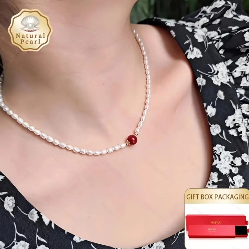 Natural Freshwater Pearl Necklace for Women 3-4mm round Shape Vermilion Color Gift Box Included Fashionable Pearl Jewelry
Natural Freshwater Pearl Necklace for Women 3-4mm round Shape Vermilion Color Gift Box Included Fashionable Pearl Jewelry