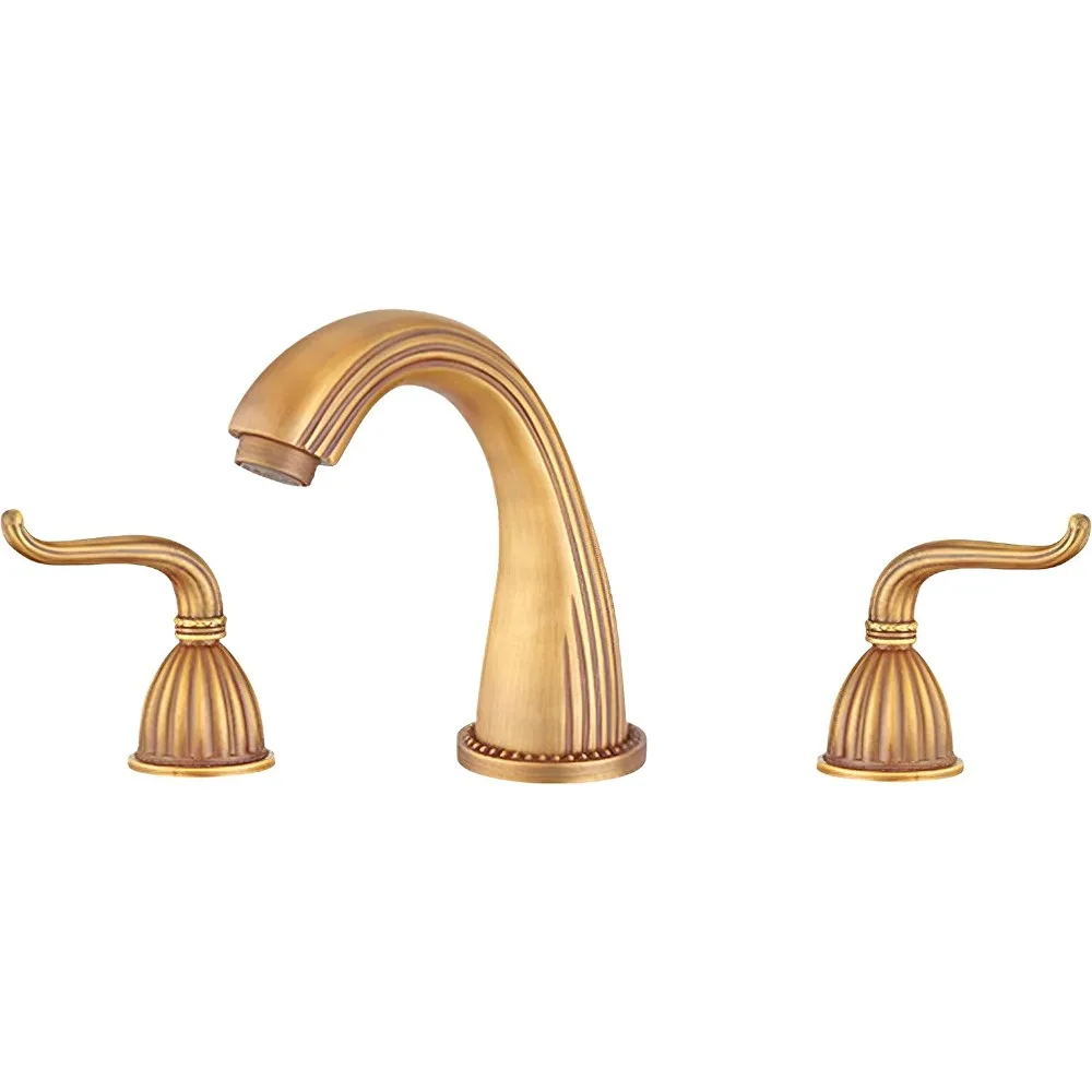 3-Hole Antique Brass Bathroom Faucet, 2-Handle Vanity Basin Mixer with Matching Metal Pop-Up Drain Assembly
3-Hole Antique Brass Bathroom Faucet, 2-Handle Vanity Basin Mixer with Matching Metal Pop-Up Drain Assembly