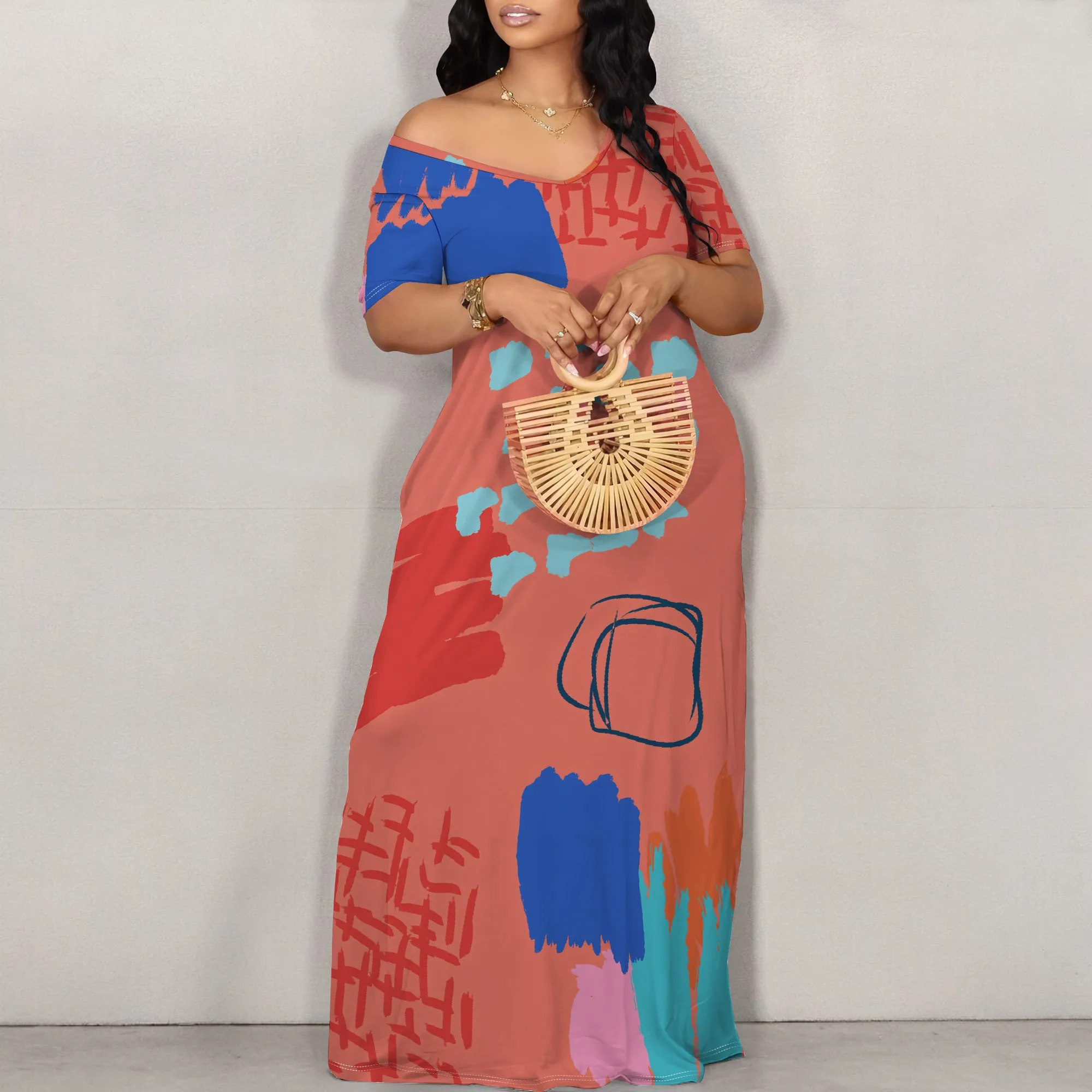 Women's Fashion Printed Short Sleeve Long Dress Sexy Off Shoulder Backless Bodycon Split Cocktail Party Dress
Women's Fashion Printed Short Sleeve Long Dress Sexy Off Shoulder Backless Bodycon Split Cocktail Party Dress